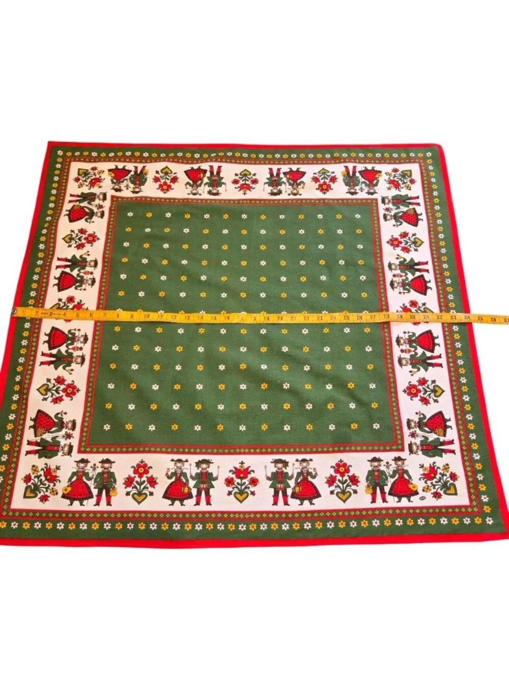 Vintage Kolf Folkloric Austrian Folk Art Scarf Tablecloth Cotton Austria